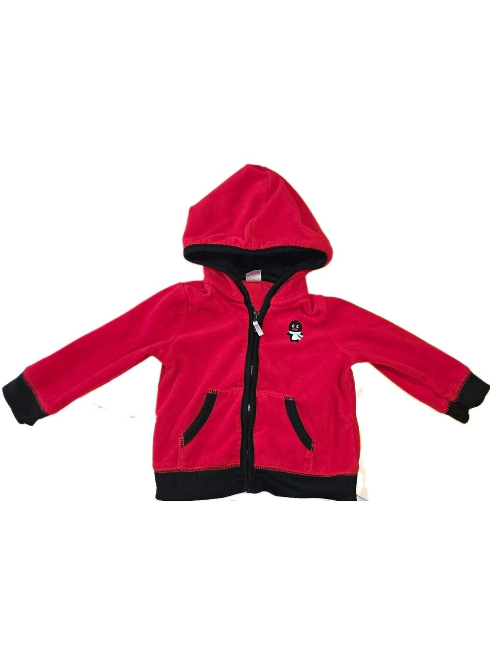 Carter's Red Fleece Hooded Full Zip Jacket Pockets Embroidered - 12-18M